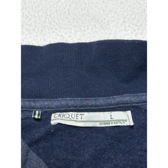 Criquet 1/4 Zip Pullover Mens Large Navy Golf Mock Neck Cotton Used - Picture 3 of 9